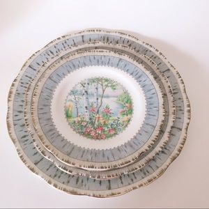 Set of three Royal Albert silver birch plate sets